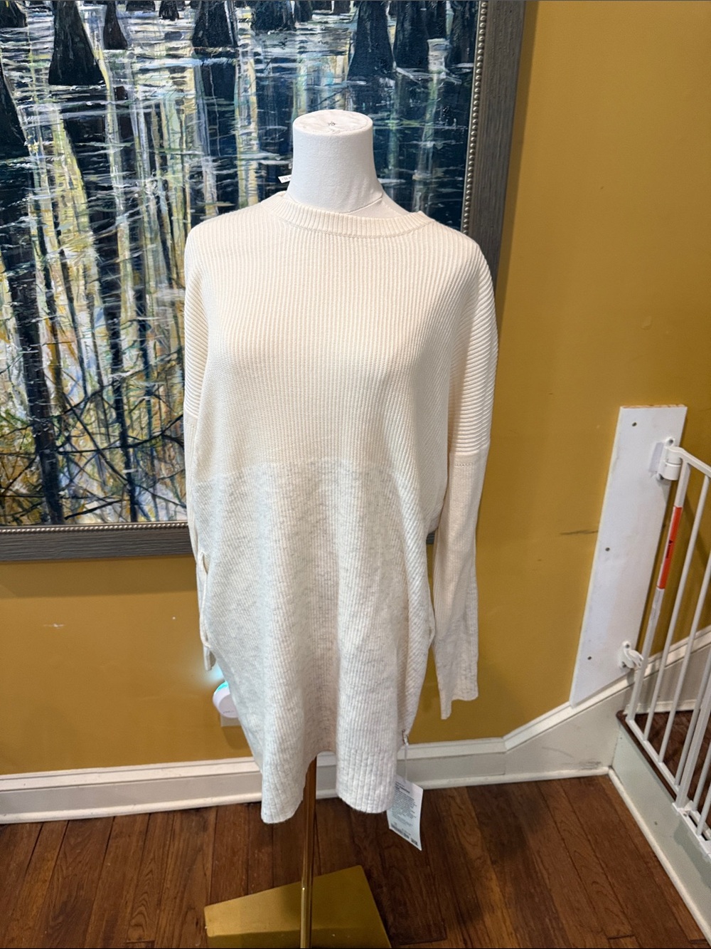 lululemon athletica Cream Ribbed Knit Tunic Sweater